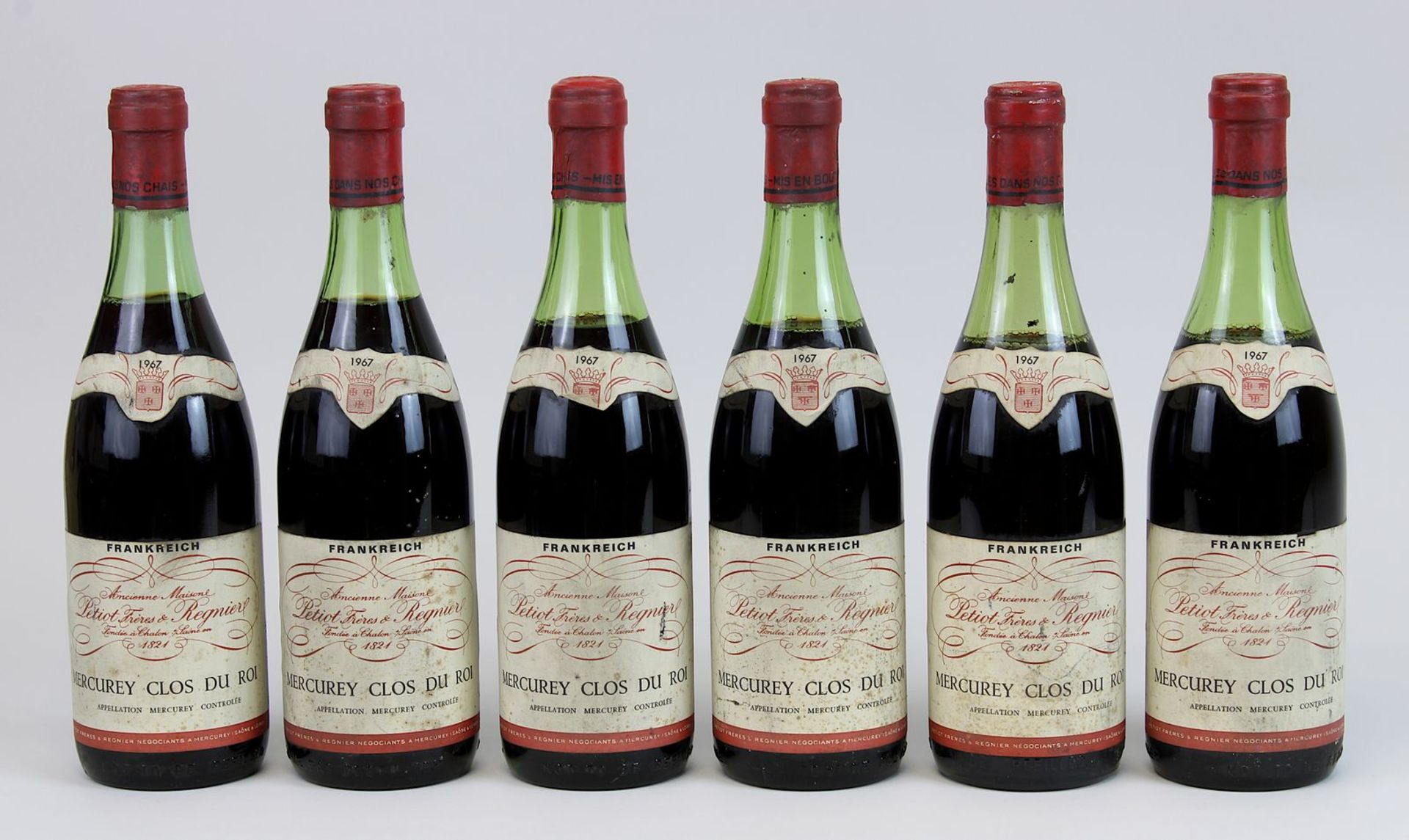 6 Flaschen 1967er Mercurey Clos Du Roi, Petiot Frères & Regnier, Chalon sur Saône, Füllhöhen: