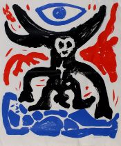 Penck, A. R. (Dresden 1939 - 2017 Zürich), Figürliche Komposition in schwarz, rot und blau,