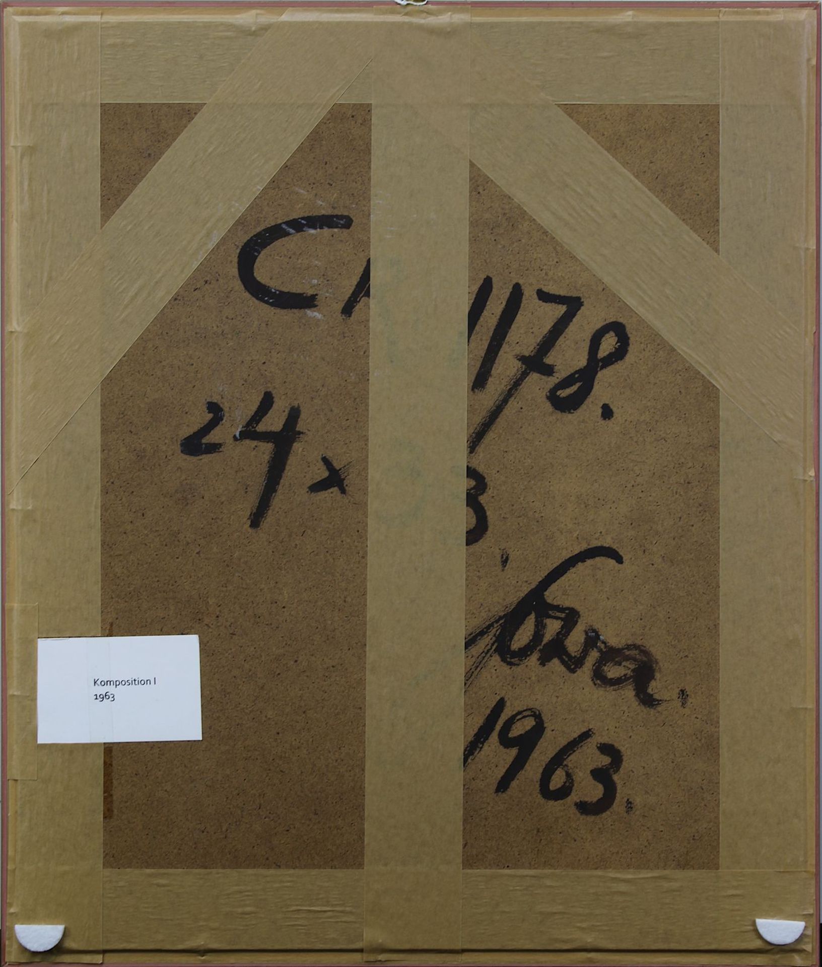 Künstler 2. H. 20. Jh., Komposition I, Mischtechnik auf Hartfaserplatte, 32,5 x 23,5 cm ( - Bild 3 aus 3
