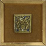 Kleine Bronzeikone, Russland 19. Jh., mit weißem und blauem Emaill, Darstellung der heiligen