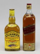 2 Flaschen Whisky, 2. H. 20. Jh.: eine Flasche Johnnie Walker, Red Label, Old Scotch Whisky,