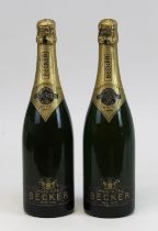 2 Flaschen 1964er Champagner, Becker, Reims, Brut, jeweils gute Füllhöhe, Etiketten mit