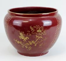 Cachepot, wohl Saargemünd, Utzschneider & Cie, Ende 19. Jh., Keramik heller Scherben, rot