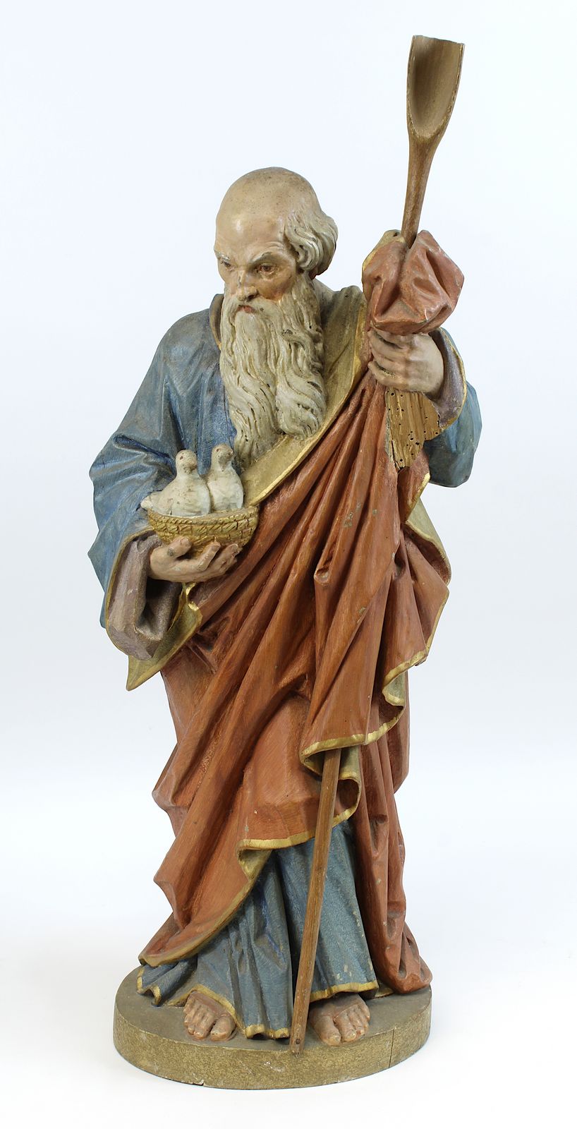 Heiliger Joachim, deutsch Ende 19. Jh., Holz vollrund geschnitzt u. farbig gefasst, mit