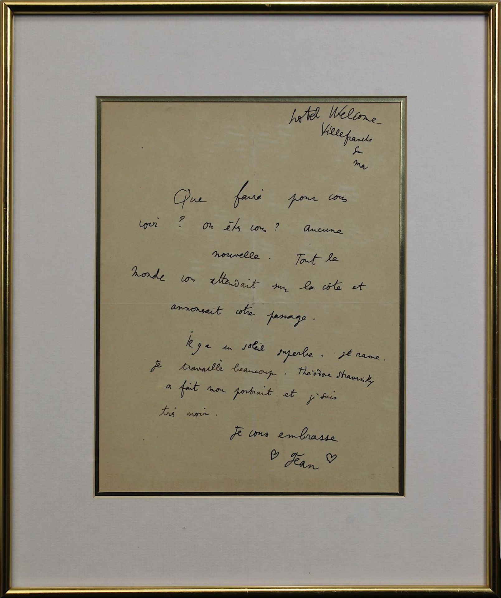 Jean, Cocteau (Maisons-Laffitte 1889 - 1963 Milly-la-Forêt), Original Autograph, eigenhändiger Brief