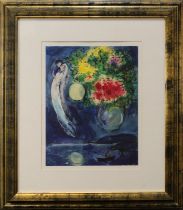 Marc Chagall (Ljosna, Belarus 1887 - 1985 Saint-Paul-de-Vence) "Liebespaar mit Blumenstrauß",