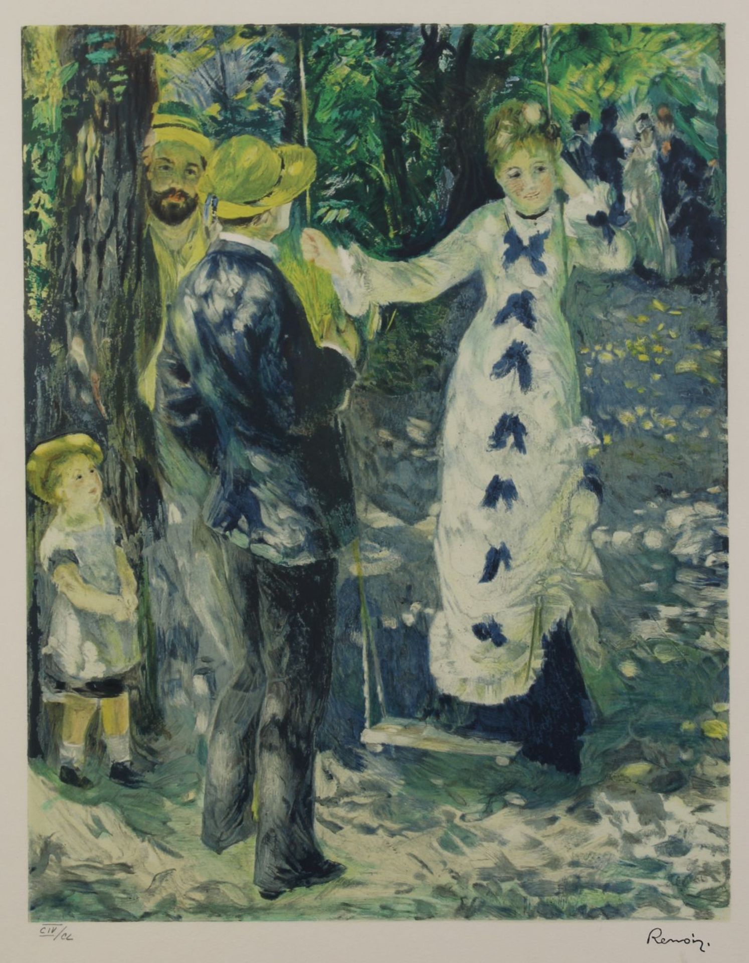 Renoir, Pierre-Auguste (1841 - 1919), "La Balancoire", Farblithographie,nach dem Gemälde im Musée - Bild 2 aus 2
