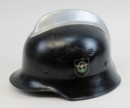 Helm der Feuerschutzpolizei, Deutsches Reich 1933 - 1945, M34, alte Glocke aus Stahl, schwarz