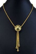 Gelbgold-Collier, Goldschmiedearbeit, gestempelt Handarbeit und 750, Kettenlänge, 44 cm, Gewicht