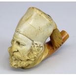 Meerschaumpfeifenkopf eines Osmanen, Deutschland Ende 19. Jh., aus einem Stück Meerschaum fein