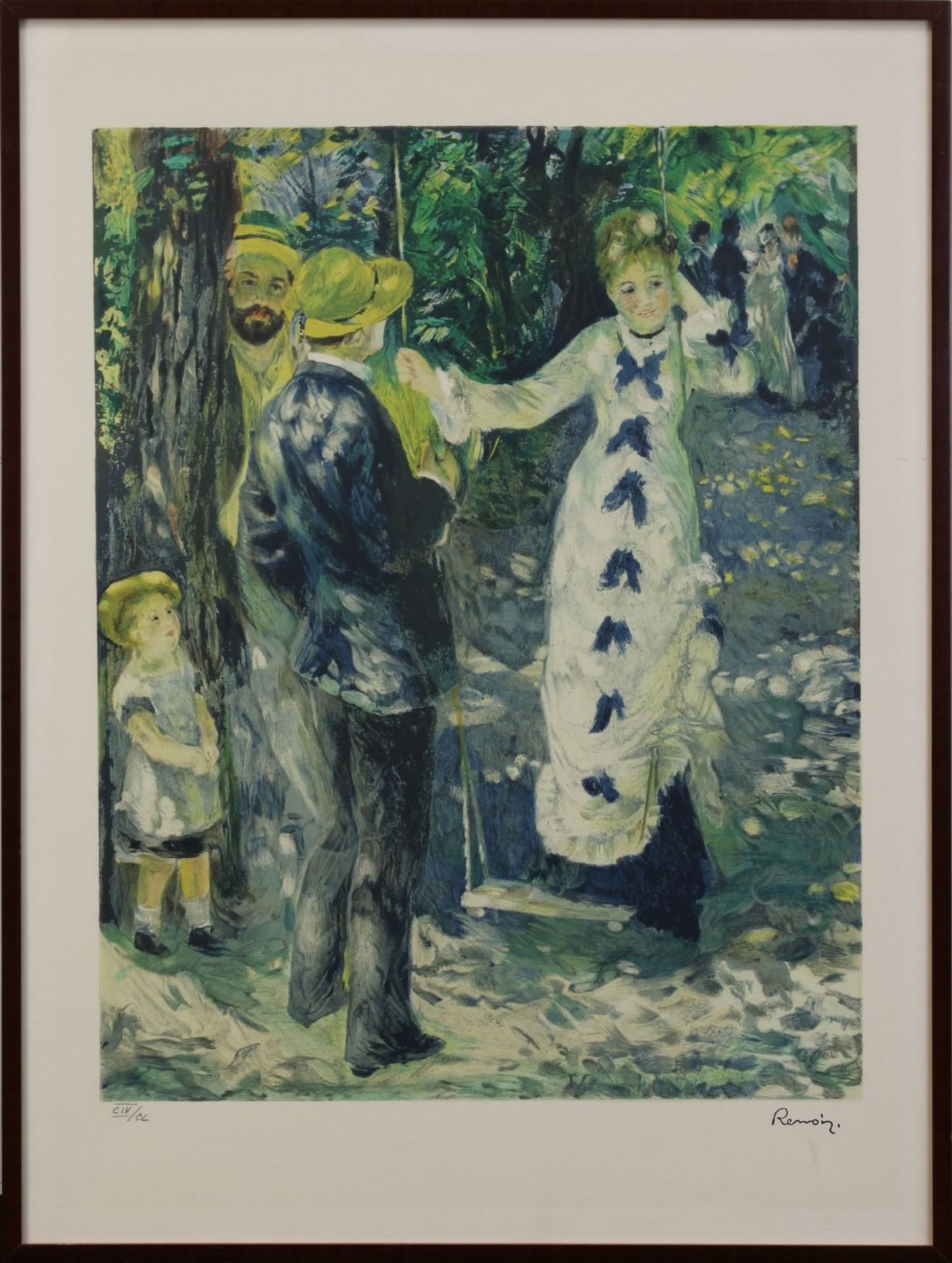 Renoir, Pierre-Auguste (1841 - 1919), "La Balancoire", Farblithographie,nach dem Gemälde im Musée