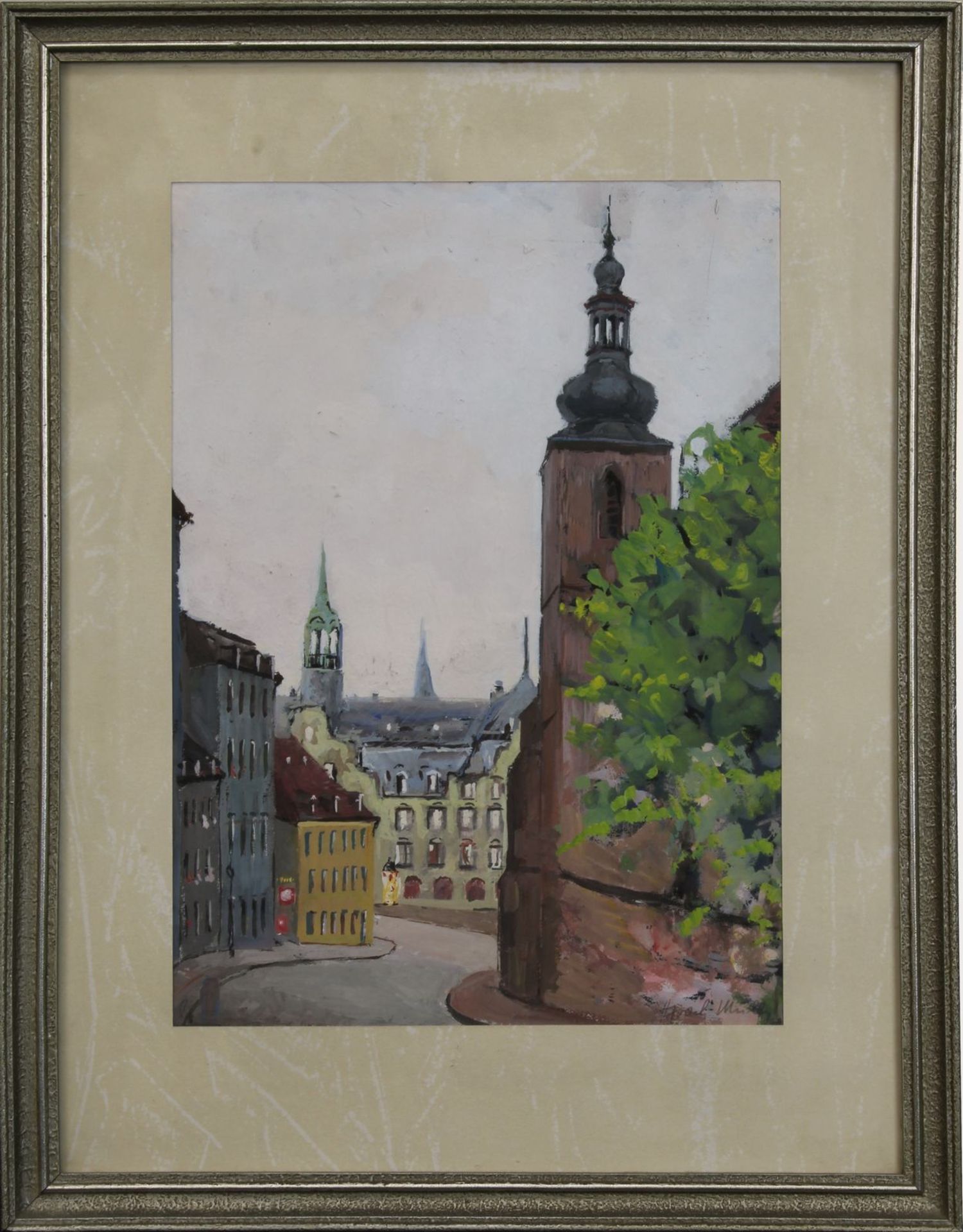 Müller, Hans Joachim (Saarbrücken 1909 - 1994 Saarbrücken), Blick auf Alt-Saarbrücken mit dem Turm