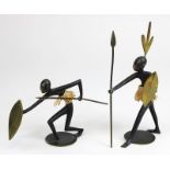 Karl Hagenauer (Wien 1898 - 1956 Wien), 2 afrikanische Kriegerfiguren aus Bronze, Wien 1930-50, im