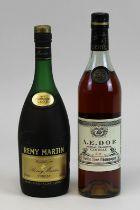 2 Flaschen Cognac, 2. H. 20. Jh.: eine Flasche XO Cognac, A.E. Dor, Jarnac Charante, Vieille Fine
