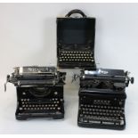 3 Schreibmaschinen, 1. H. 20. Jh., "Royal" Schreibmaschine, New York, 40 x 38 cm, H 25 cm, "Mercedes