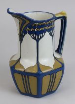 Jugendstil-Milchkrug aus Chromolith-Keramik, Villeroy & Boch, Mettlach 1910, Wandung mit geritztem