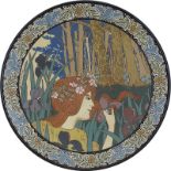 Villeroy & Boch Jugendstil-Wandteller mit Frauenkopf, signiert R. Thévinin, Schauseite mit farbig