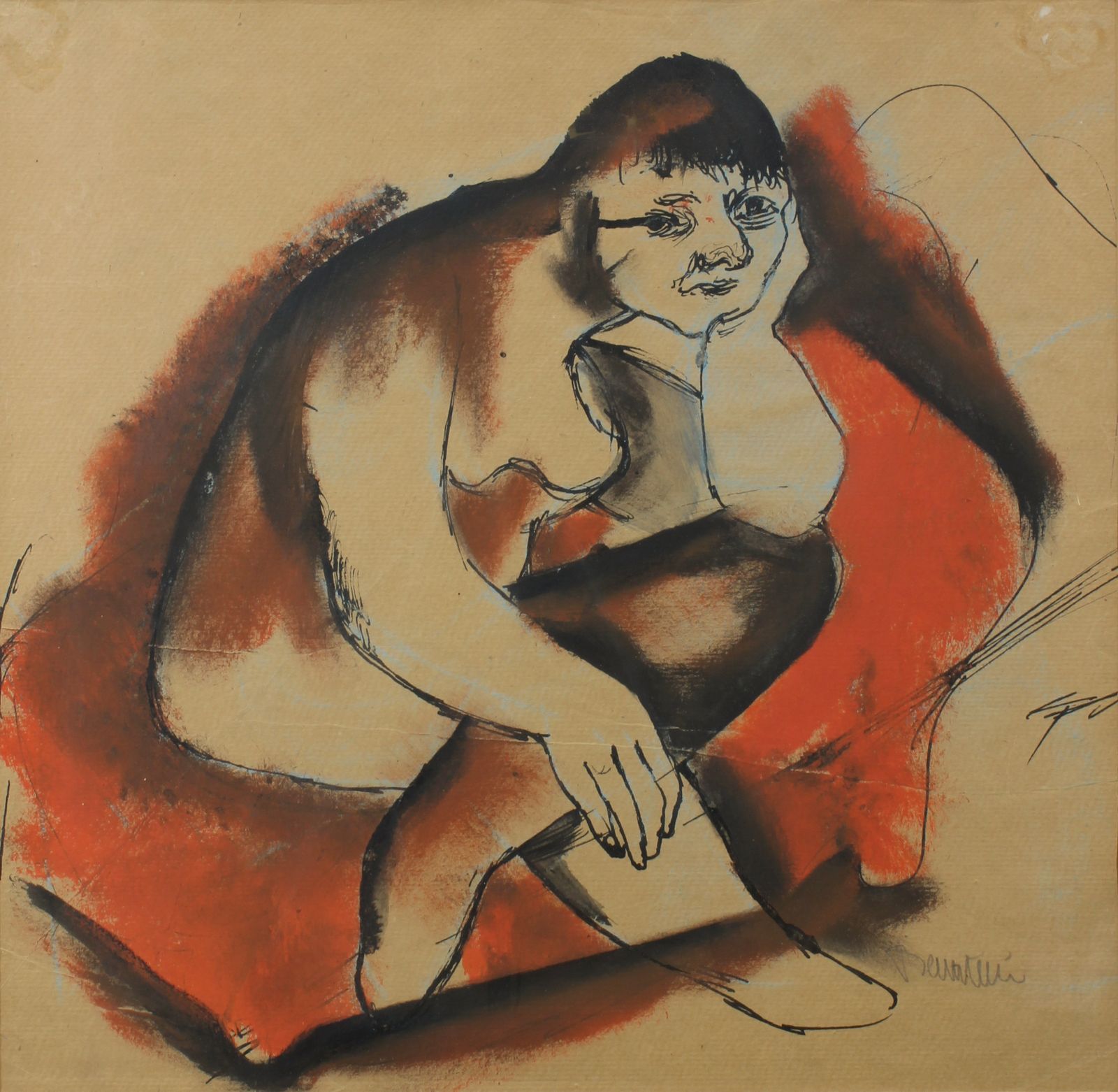 Bernstein, Walter (Neunkirchen 1901 - 1981 Neunkirchen), auf rotem Sitzpolster sitzende Frau, - Image 2 of 2