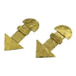 Gelbgold-Ohrstecker mit Clipverschluss, Goldschmiedearbeit, gestempelt 750, L 5,2 cm, Gewicht 16,