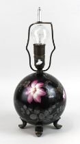 Porzellan-Lampenfuß mit Silber-Overlay u. Blumendekor, Deutschland um 1930, Rosenthal oder