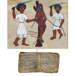 Kleines äthiopisches handschriftliches Buch sowie Gemälde Geißelung Christi: (Gebet-?)Büchlein auf