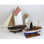 2 dekorative Schiffsmodelle, 20. Jh., Modell des Segelschiffes "Thonier", Thunfischfänger, mit