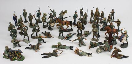 Konvolut Soldatenfiguren aus Elastolin und Lineol, Deutsches Reich 1933-45, 51 Figuren, einige