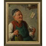 Giessel, Wilhelm Friedrich (1869-1938), Winzer bei der Weinprobe, Öl/Platte, unt. re. signiert,