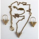 Louis Vuitton Halskette und Ohrhänger, Paris um 1990, Metall vergoldet, besetzt mit kleinen