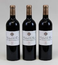 Drei Flaschen 2015er Château La Fleur, Saint-Émilion Grand Cru, jeweils gute Füllhöhe, 4100 - 0021