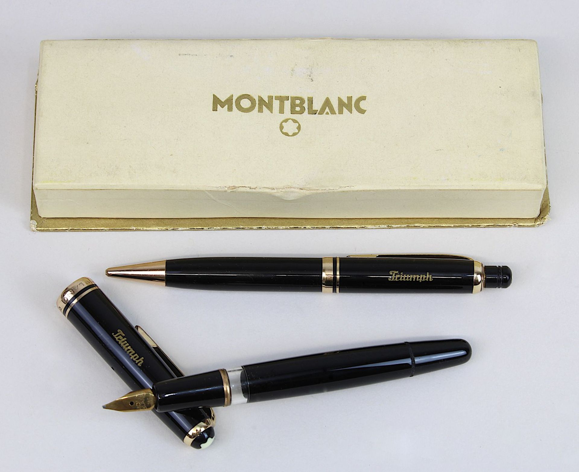 Montblanc Schreibset, 20. Jh., Montblanc Triumph Füller No. 252, Goldfeder 14 C 585, Montblanc Pix