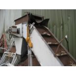 Link Plate - 600mm wide Link Plate Swan Neck Conveyor, with twin roller chains, steel cleats and