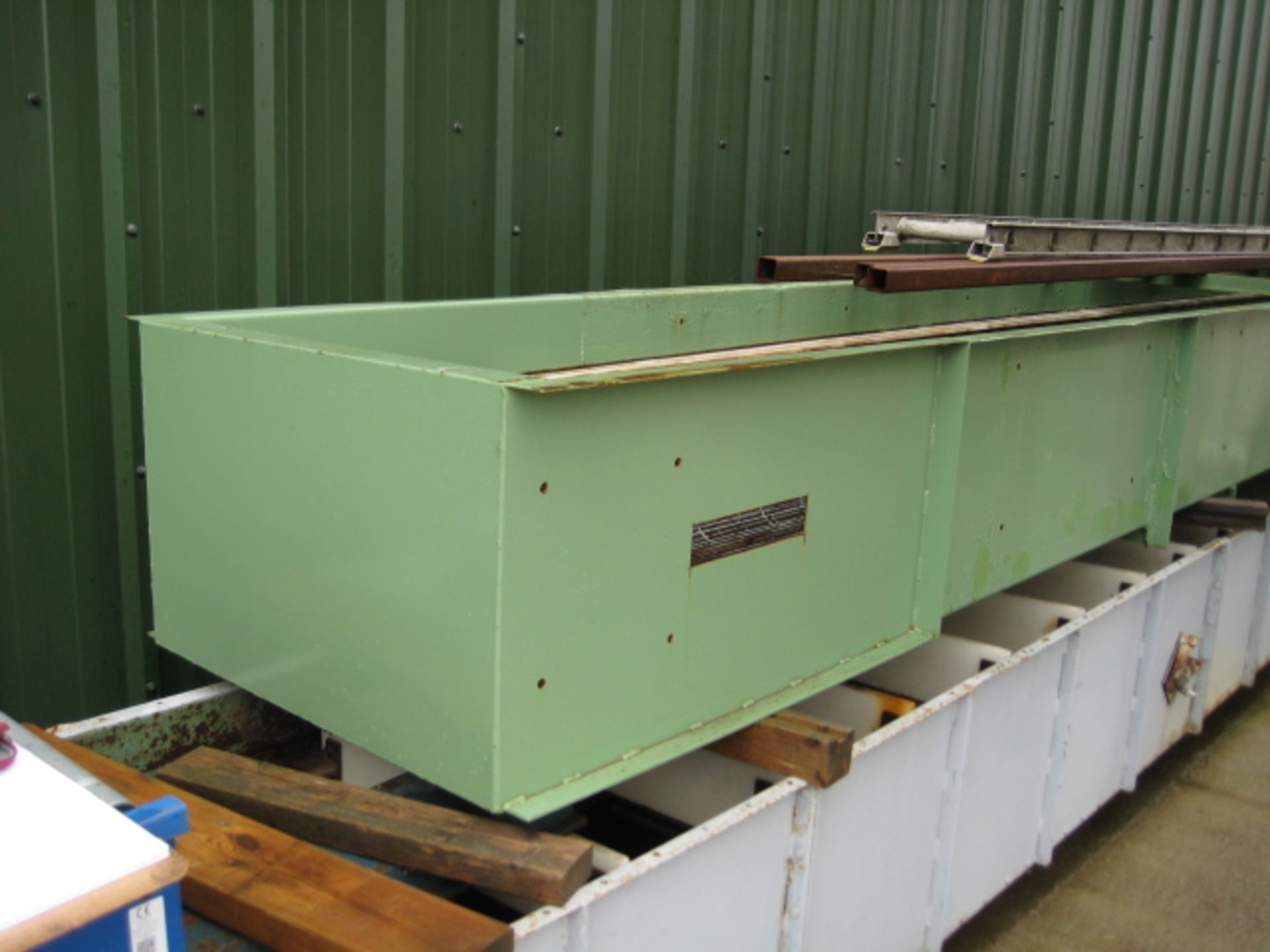 Chain & Flight - Vecoplan chain and flight conveyor with mild steel case and open top. The trough is