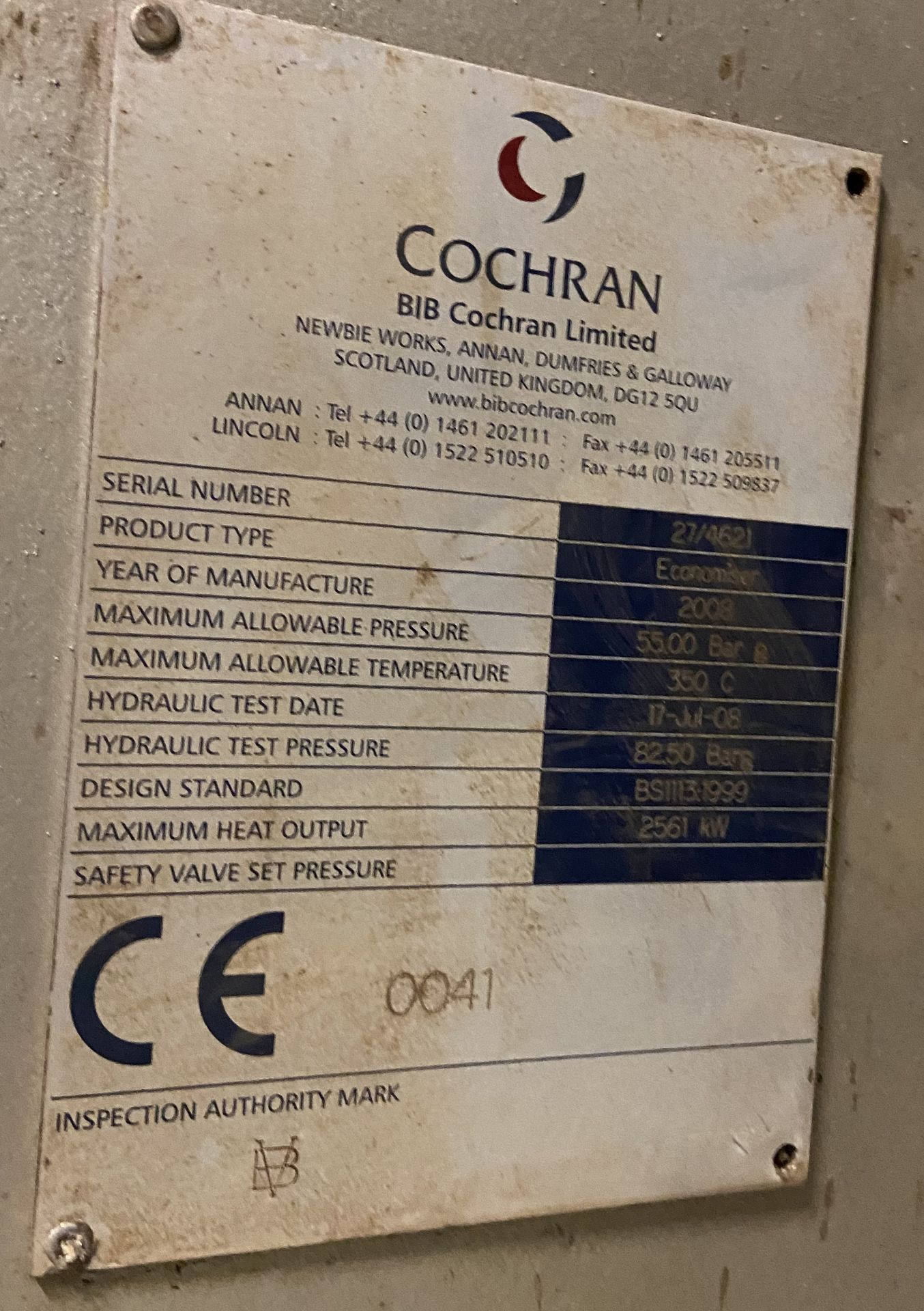 BIB Cochran WASTE HEAT UNIT, serial no. 99/4618, 15149kW max. heat output, year of manufacture 2008, - Image 10 of 10
