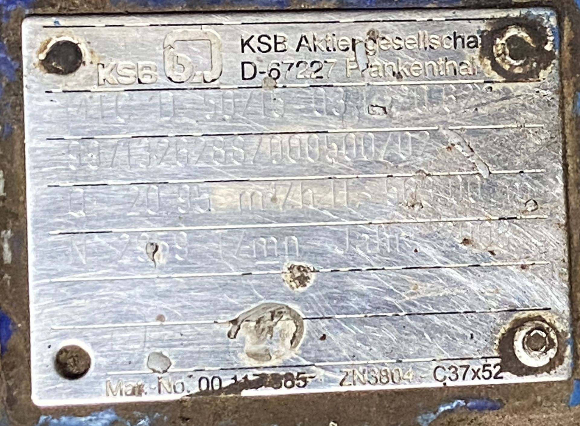 KSB MLC1 50/15-03 Pump, serial no. 9971326288/000500/02, 20.95m³/h, year of manufacture 2008, with - Bild 3 aus 3