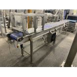 Stainless Steel Framed Plastic Belt Conveyor, approx. 4.2m centres long x 300mm wide on belt, with