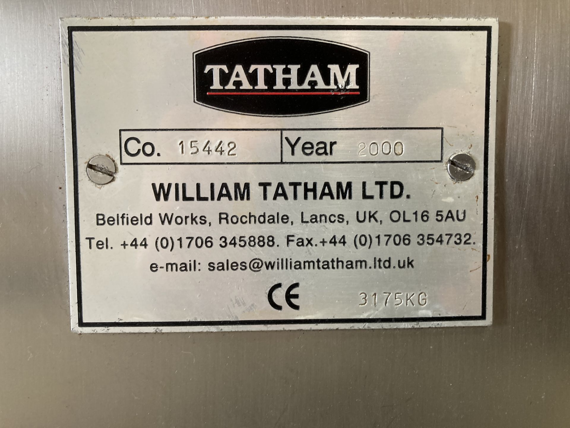 Tatham approx. 1,000 litre 304 STAINLESS STEEL TWIN SHAFT PADDLE MIXER, serial no. 15442, year of - Image 5 of 8