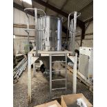 STAINLESS STEEL RECEIVING HOPPER, approx. 1.1m dia. x 1.2m deep on straight, with discharge