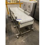 Stainless Steel Framed Mobile Plastic Belt Conveyor, 1.95m centres long x 500mm wide on belt, Lot