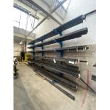 Six Tier Three Section Single Sided Stock Rack, currently 5m x approx. 900mm x 3.5m high (contents