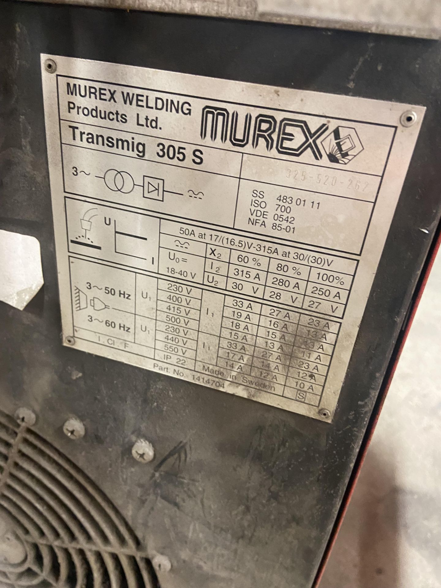 Murex Transmig 305S Welding Equipment (may require attention) Please read the following important - Image 3 of 3