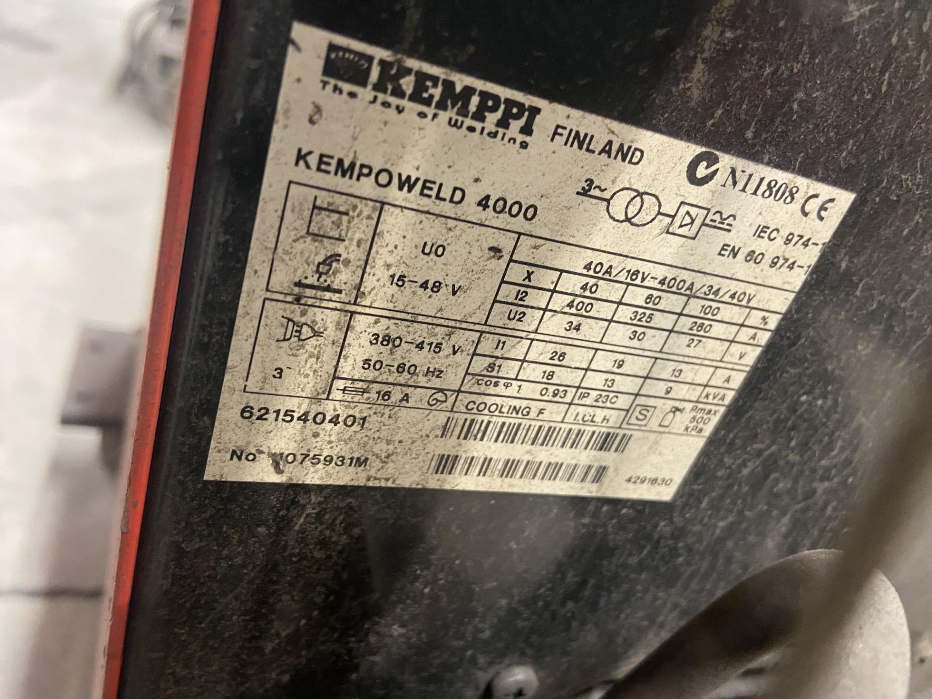 Kemppi Kemp-O-Weld Welding Equipment (may require attention) Please read the following important - Image 4 of 4