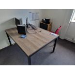 Large Grey Oak Veneered Table, 3 Drawer Pedestal and Office Chair Please read the following
