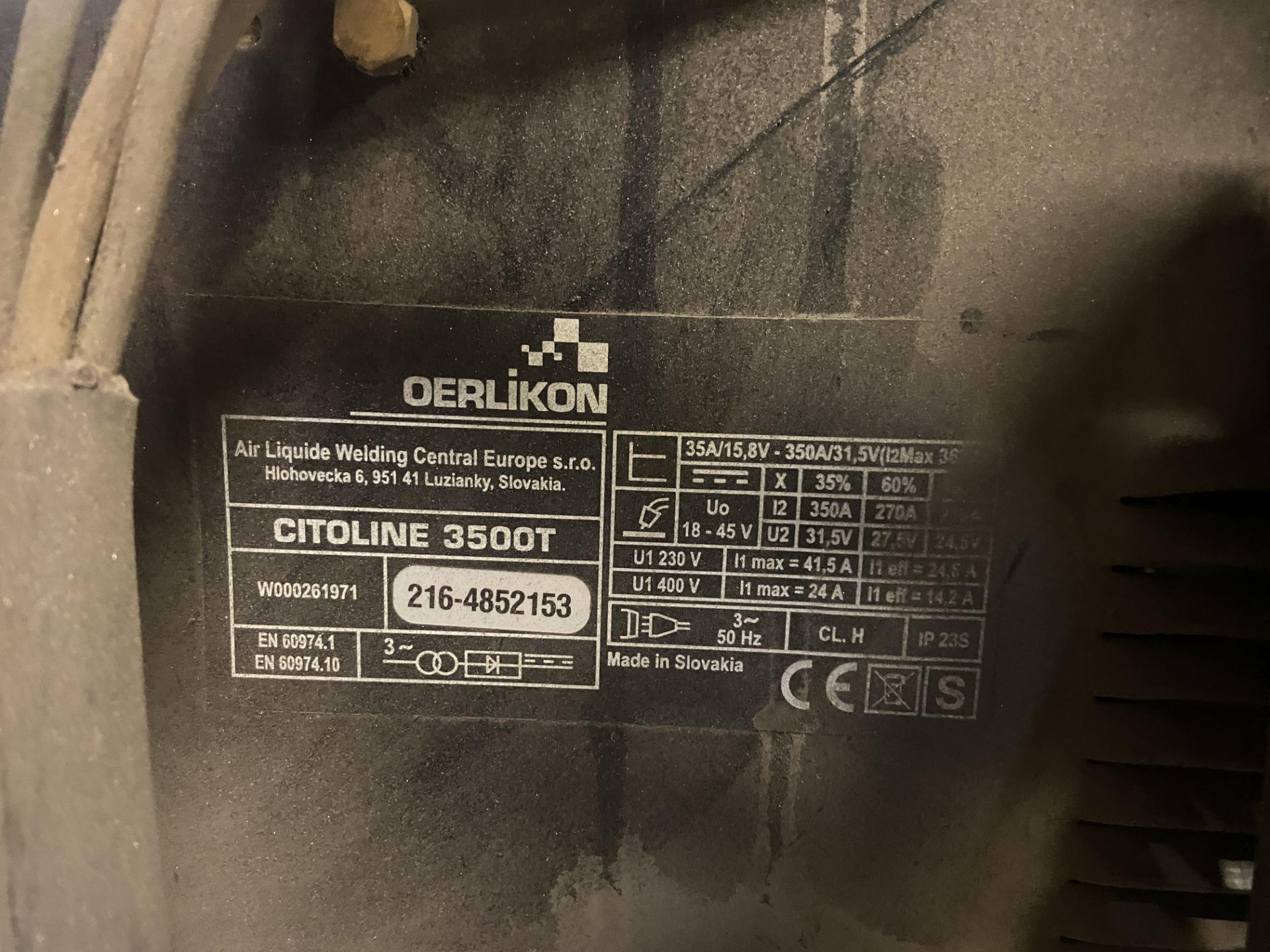 Oerlikon 3500T Mig Welding Set, serial no. 216-4852153 Please read the following important - Image 3 of 3