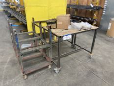 Three Assorted Mobile Benches/ Stock Racks Please read the following important notes:- ***Overseas