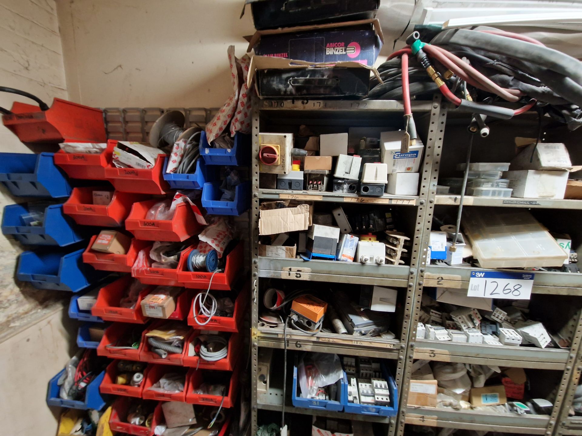 Three Bays of Shelving, Lin Bin Rack and Contents, including Steel Components/Parts, Fuses, - Image 4 of 5