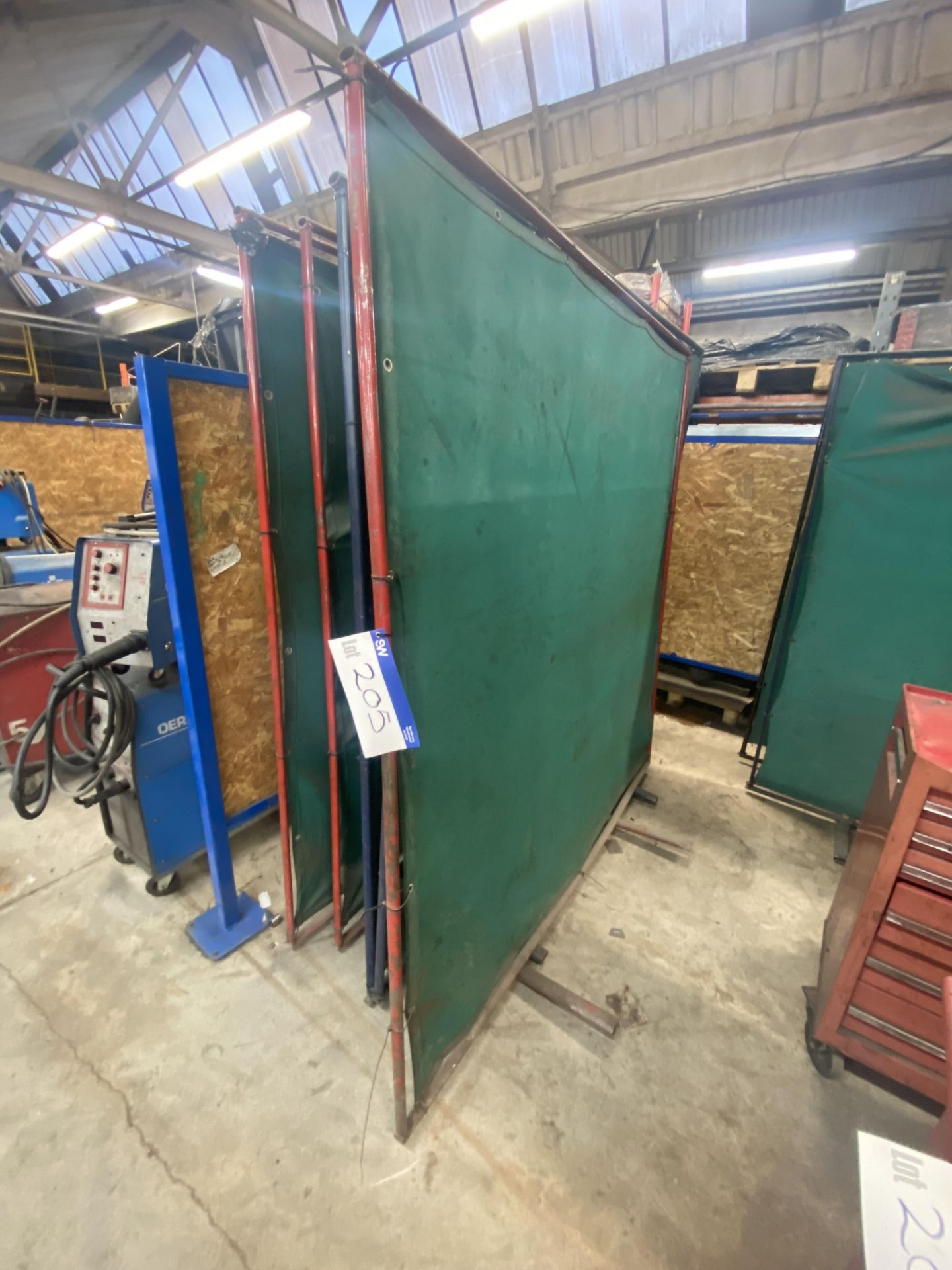 Five Assorted Steel Framed Welding Screens Please read the following important notes:- ***Overseas