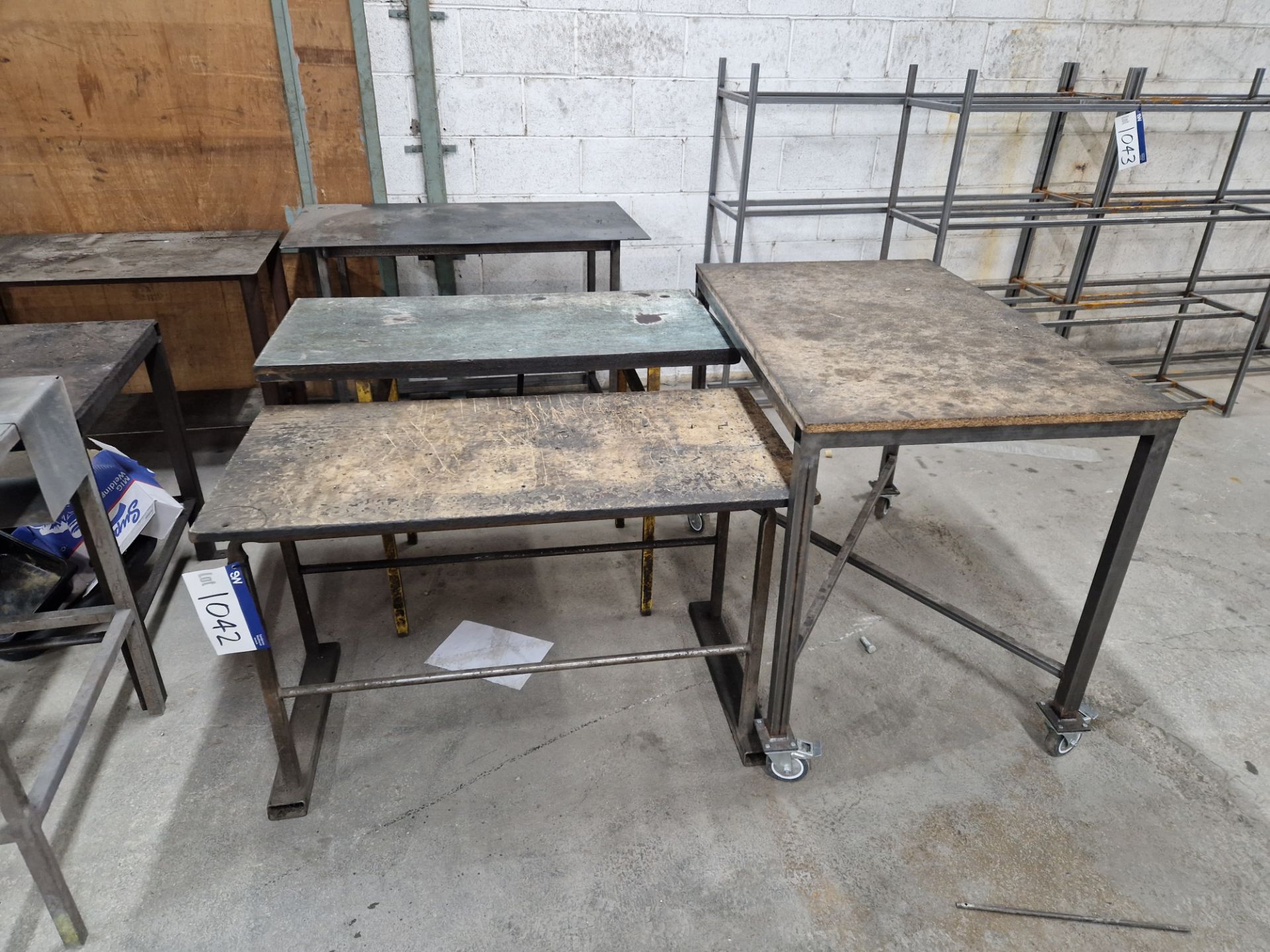 3 Steel Framed Tables Please read the following important notes:- ***Overseas buyers - All lots
