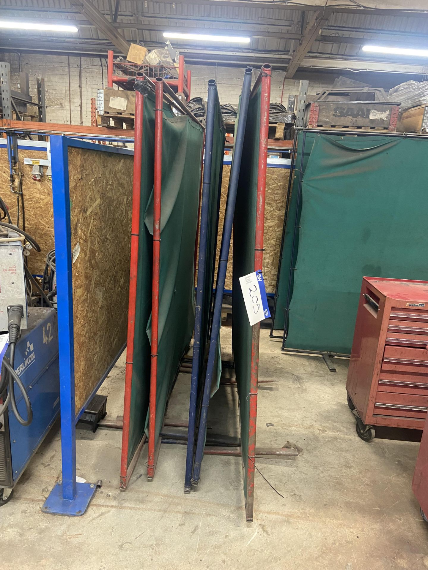Five Assorted Steel Framed Welding Screens Please read the following important notes:- ***Overseas - Image 2 of 2