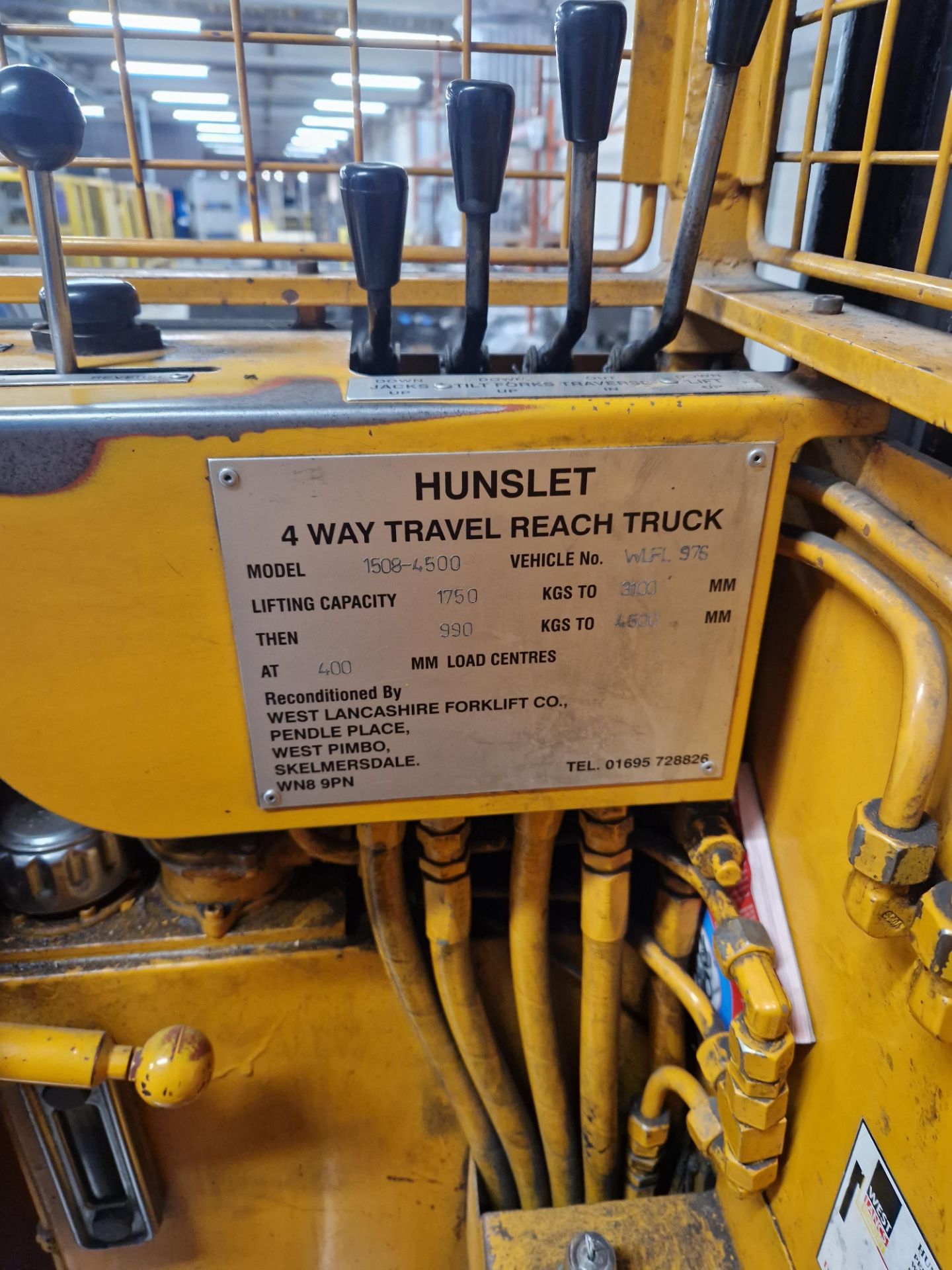 Hunslet 1508-4500 1750kg cap. Battery Electric Four Way Travel Side Loading Reach Truck, serial - Image 5 of 5